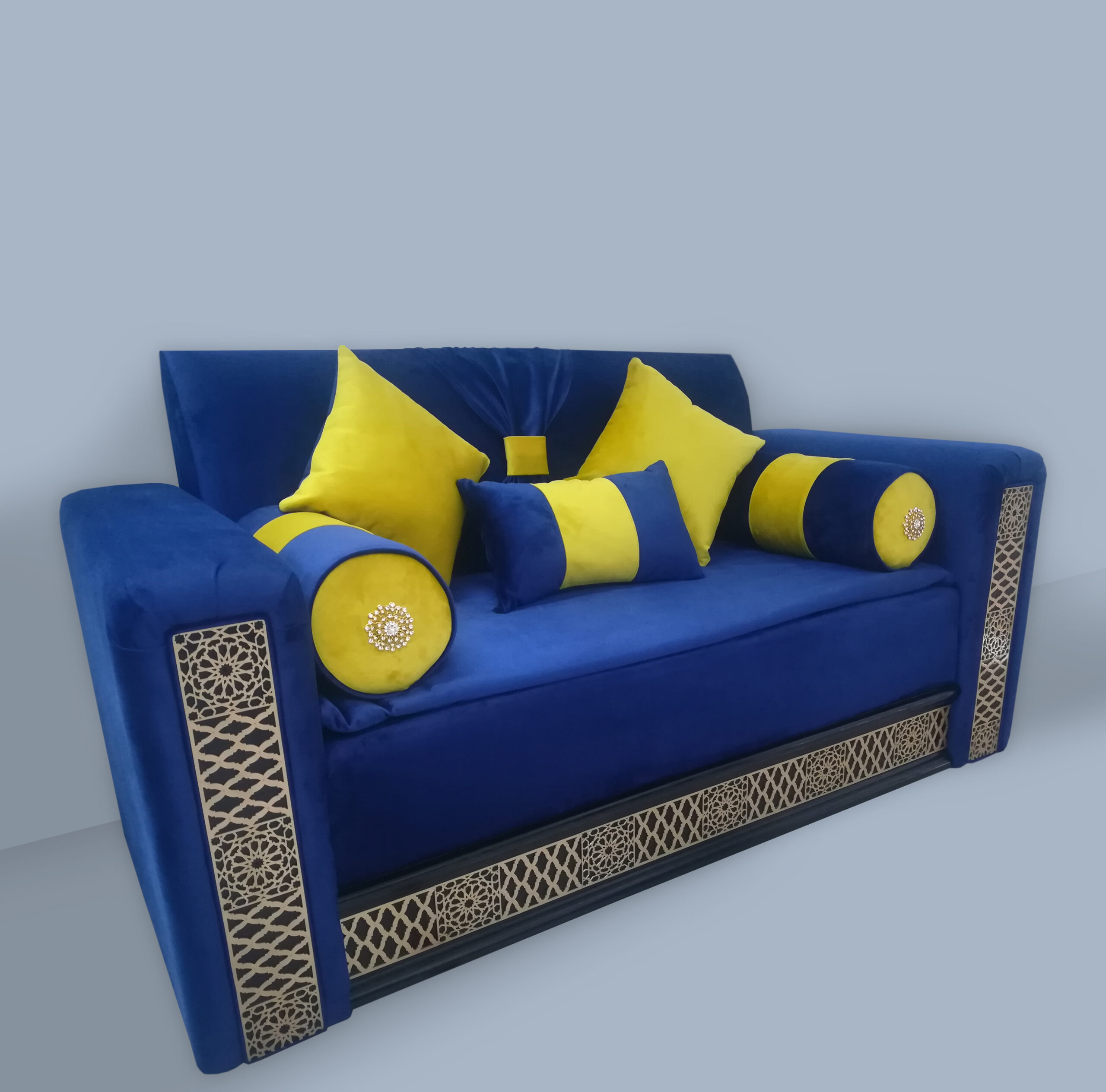 Lush Decor Reyna Set Copriletto King Size – Microfibra Blu E Giallo, Motivo Floreale Vintage, Con Federe E Cuscini Decorativi